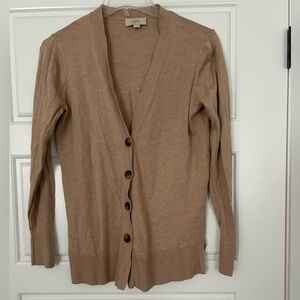 LOFT Women's Beige Button-Up Cardigan